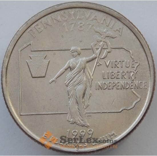 США 25 центов 1999 P КМ294 UNC Пенсильвания (J05.19) арт. 17319