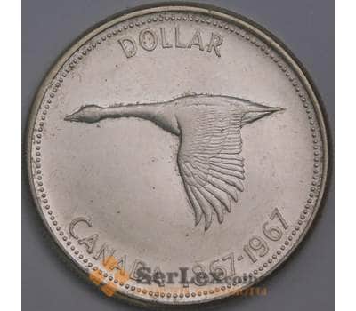 Монета Канада 1 доллар 1967 КМ70 aUNC Серебро Гусь арт. 39903