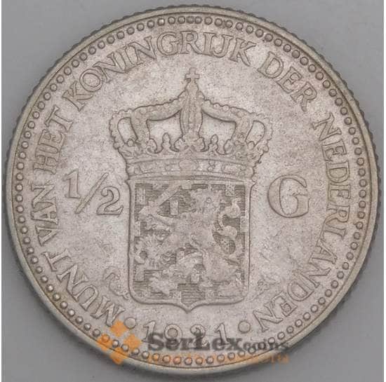 Нидерланды монета 1/2 гульдена 1921 КМ160 VF арт. 14123
