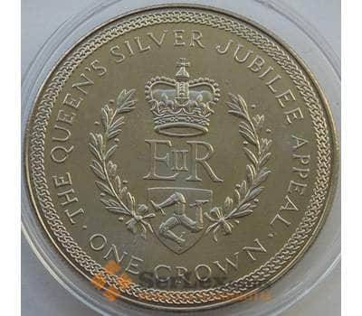 Монета Мэн остров 1 крона 1977 КМ42 AUNC 25 лет Правления арт. 13636