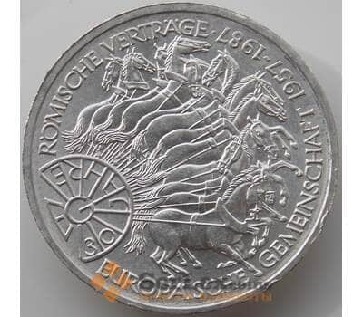 Монета Германия 10 марок 1987 G КМ167 UNC 30 лет Римский договор арт. 11654