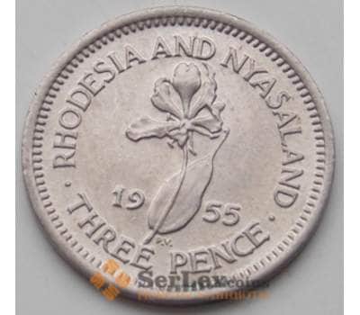 Монета Родезия и Ньясаленд 3 пенса 1955 КМ3 AU арт. 6521
