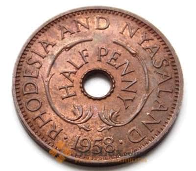 Монета Родезия и Ньясаленд 1/2 пенни 1958 КМ1 XF арт. 6534