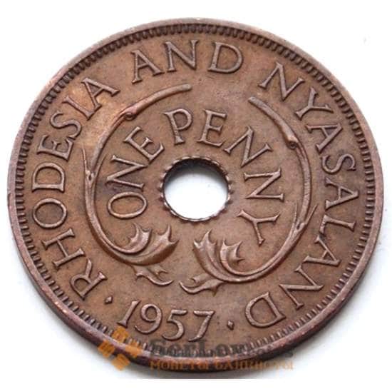 Родезия и Ньясаленд 1 пенни 1957 КМ2 XF арт. 6530