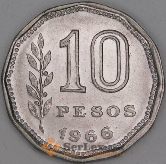 Аргентина 10 песо 1966 КМ60 XF арт. 52761