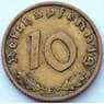 Германия 10 пфеннигов (рейхспфеннигов) 1938 E КМ92 AU (J05.19) арт. 16802