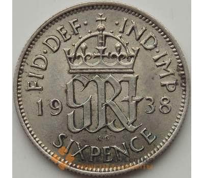 Монета Великобритания 6 пенсов 1938 КМ852 XF арт. 12077