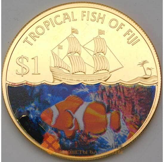 Фиджи 1 доллар 2009 Тропические рыбы арт. 30183