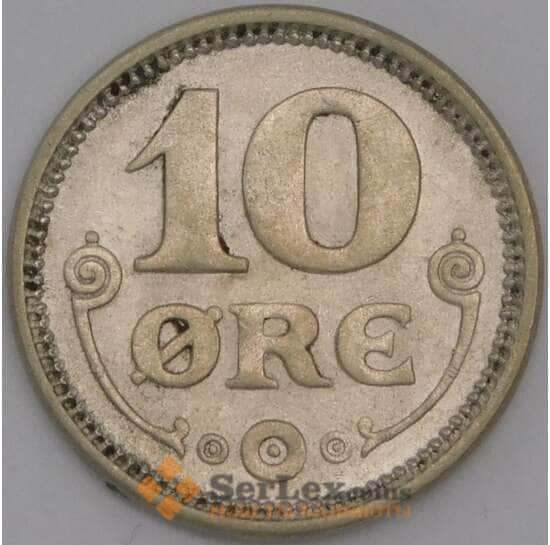 Дания монета 10 эре 1917 КМ818 XF арт. 43959