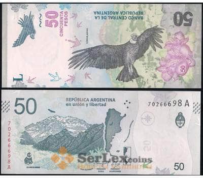 Банкнота Аргентина 50 песо 2018 Р363 UNC Андский кондор арт. 13592