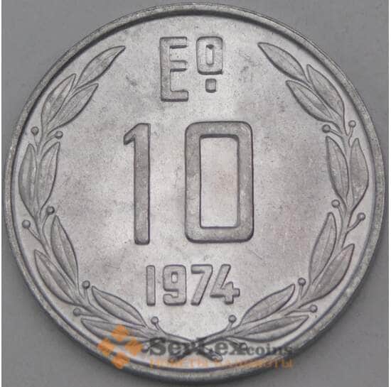 Чили 10 эскудо 1974 КМ200 UNC арт. 26949