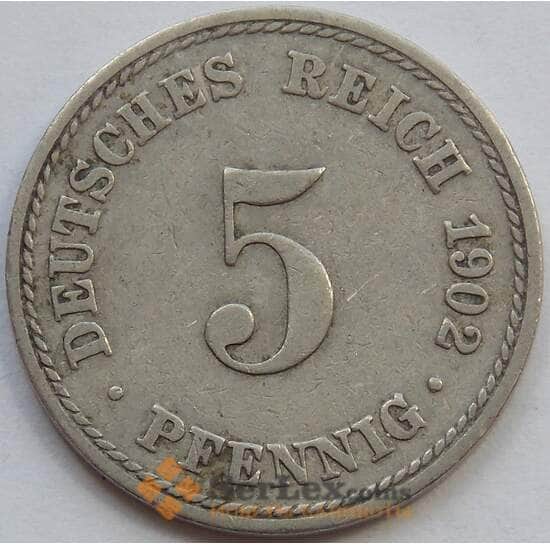 Германия 5 пфеннигов 1902 КМ11 XF (J05.19) арт. 15046