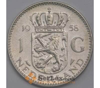 Монета Нидерланды 1 гульден 1958 КМ184 aUNC арт. 40321