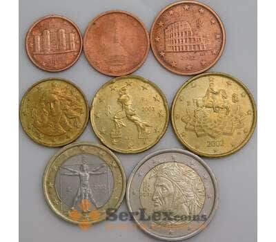Италия набор Евро монет 1 цент - 2 евро 2002 (8 шт) XF-АU арт. 45687