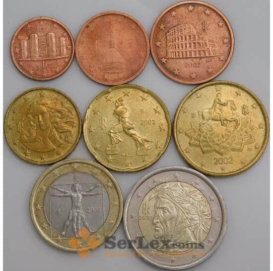 Италия набор Евро монет 1 цент - 2 евро 2002 (8 шт) XF-АU арт. 45687 Италия набор Евро монет 1 цент - 2 евро 2002 (8 шт) XF-АU арт. 45687
