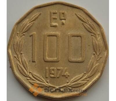 Монета Чили 100 эскудо 1974-1975 КМ202 aUNC арт. 8144