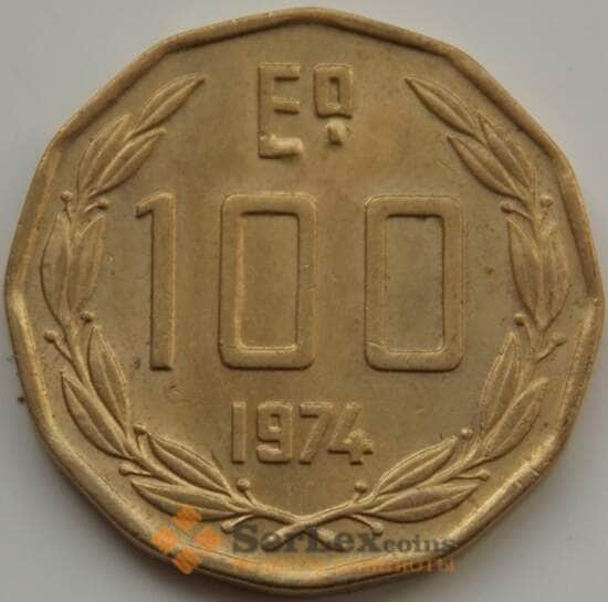 Чили 100 эскудо 1974-1975 КМ202 aUNC арт. 8144