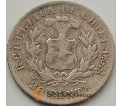 Монета Чили 20 сентаво 1881 КМ138.2 F арт. 8146