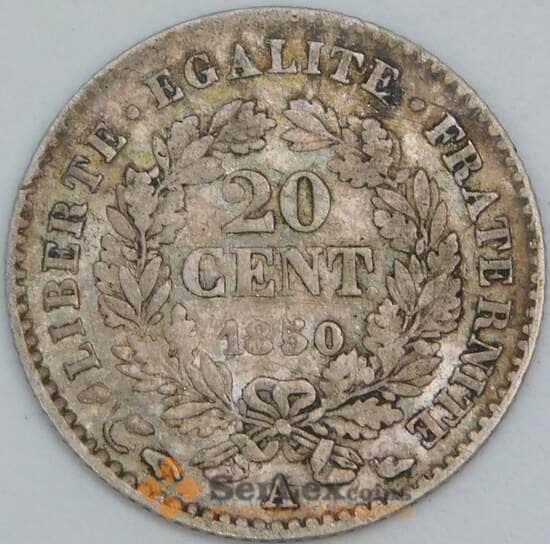 Франция 20 сантимов 1850 КМ758 VF арт. 56491