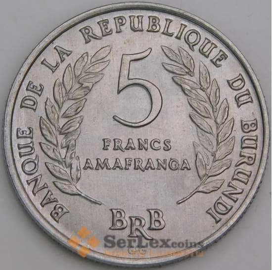 Бурунди 5 франков 1968 КМ16 UNC арт. 17707