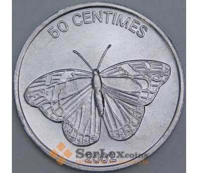 Монета Конго 50 сантимов 2002 КМ80 UNC Бабочка арт. 16624