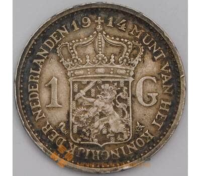 Монета Нидерланды 1 гульден 1914 КМ148 XF патина арт. 40279