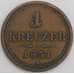 Монета Австрия 1 крейцер 1851 А КМ2185 арт. 29317
