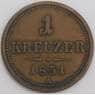 Австрия монета 1 крейцер 1851 А КМ2185 VF+ арт. 29317