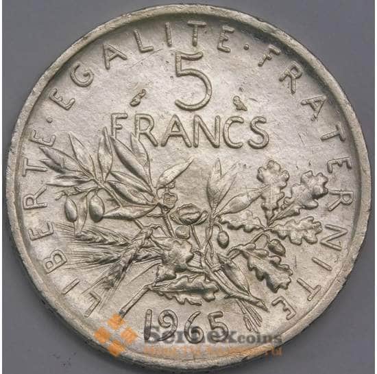 Франция 5 франков 1965 КМ926 aUNC  арт. 40630