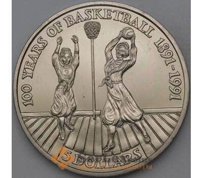 Монета Ниуэ 5 долларов 1991 КМ144 BU 100 лет Баскетбол арт. 28252