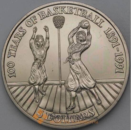 Ниуэ 5 долларов 1991 КМ144 BU 100 лет Баскетбол арт. 28252