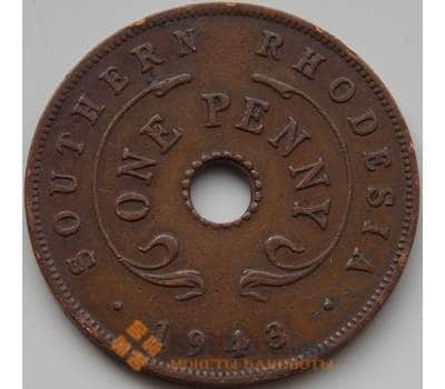 Монета Южная Родезия 1 пенни 1943 КМ8а VF арт. 8392