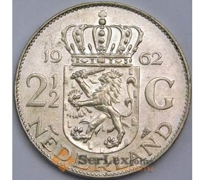 Монета Нидерланды 2 1/2 гульдена 1962 КМ185 UNC  арт. 40285