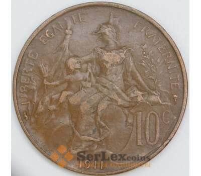 Франция 10 сентимов 1911 КМ843 XF арт. 56494