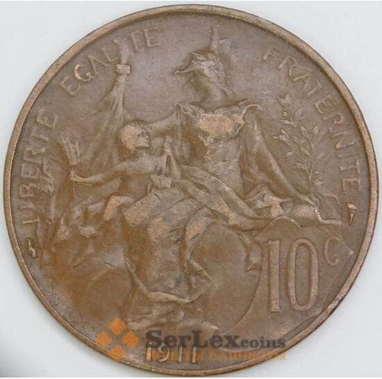 Франция 10 сентимов 1911 КМ843 XF арт. 56494