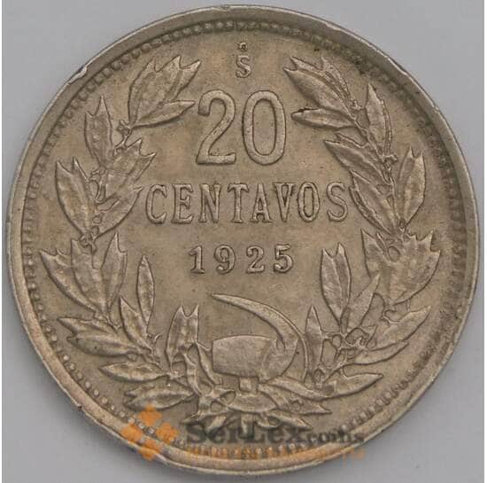 Чили 20 сентаво 1925 КМ167 AU арт. 38988