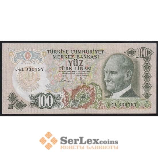 Турция банкнота 100 лир 1970 Р189 aUNC арт. 43842