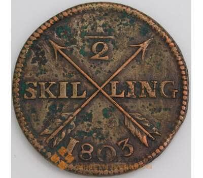 Швеция монета 1/2 скиллинга 1803 КМ565 VF арт. 47437