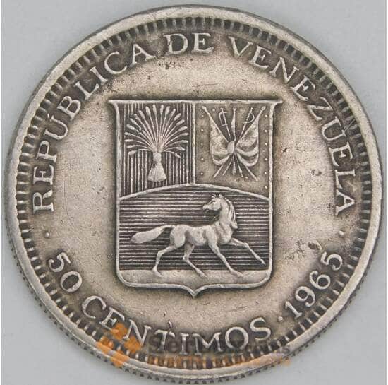 Венесуэла 50 сентимо 1965 Y41 VF арт. 56725