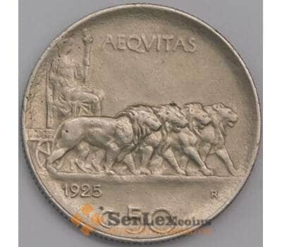 Италия 50 чентезимо 1925 КМ61.1 XF рубчатый гурт арт. 41695