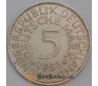 Германия монета 5 марок 1951 D КМ112 VF арт. 42752