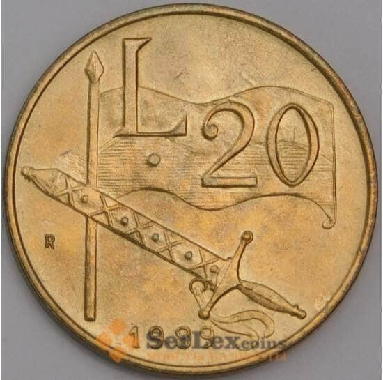 Сан-Марино монета 20 лир 1989 КМ235 UNC Шестнадцать веков истории арт. 42877