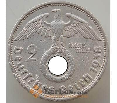 Монета Германия 2 рейхсмарки 1938 D КМ93 VF арт. 13463