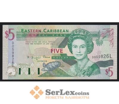 Восточные Карибы 5 долларов ND 1994 Р31l UNC (L-Сент-Люсия ) арт. 53927