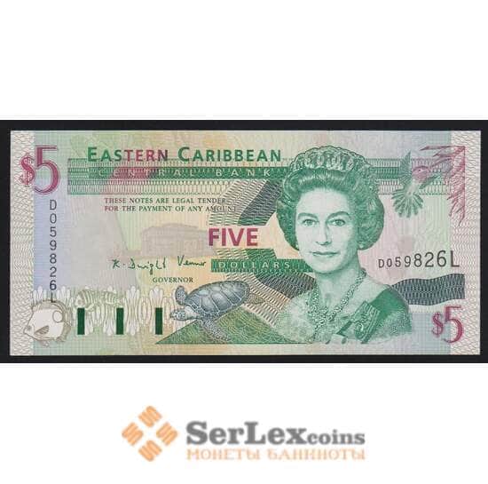 Восточные Карибы 5 долларов ND 1994 Р31l UNC (L-Сент-Люсия ) арт. 53927
