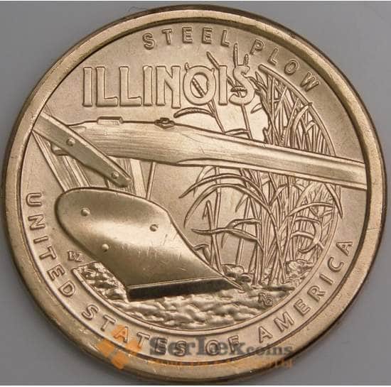 США монета 1 доллар 2024 UNC D Инновация №22 Иллинойс - Стальной Плуг арт. 47581