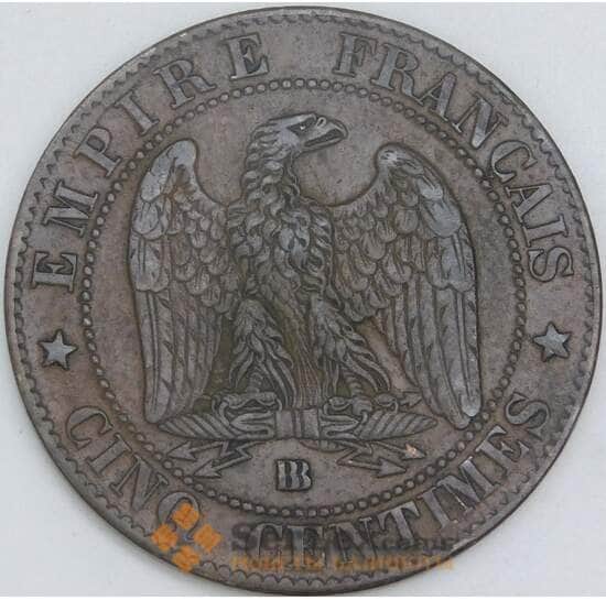 Франция 5 сантимов 1863 ВВ КМ797 XF- арт. 56707