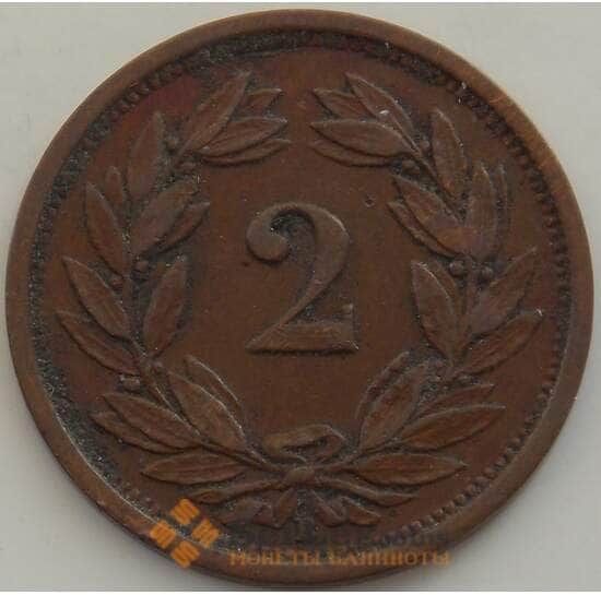 Швейцария 2 раппен 1919 КМ4 XF арт. 13234