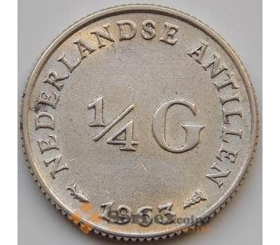 Монета Нидерландские Антиллы 1/4 гульдена 1963 КМ4 XF+ арт. 8310
