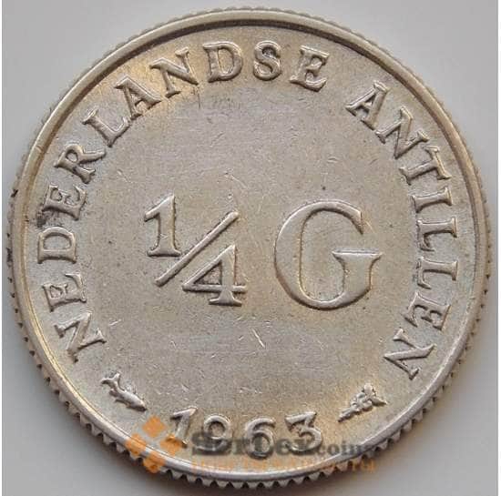 Нидерландские Антиллы 1/4 гульдена 1963 КМ4 XF+ арт. 8310